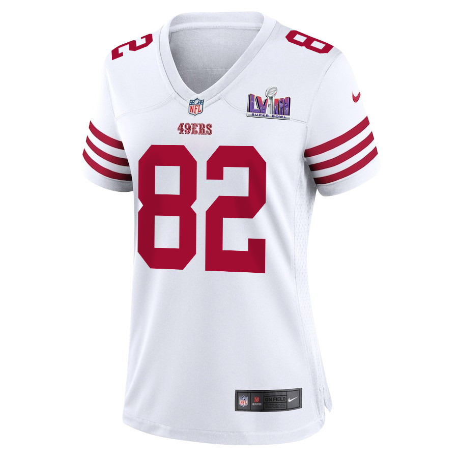 Alternative view of Ross Dwelley #82 San Francisco 49ers Super Bowl LVIII Patch Game Jersey - Women's | White