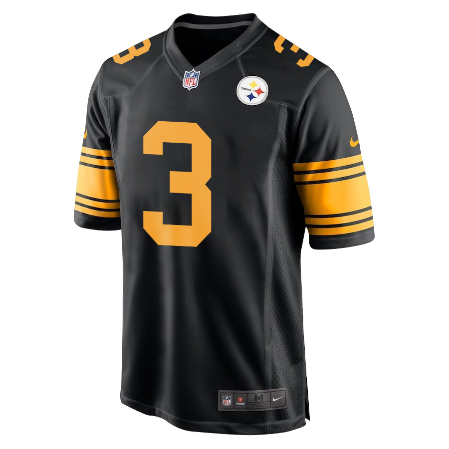 Alternative view of Russell Wilson #3 Pittsburgh Steelers Alternate Game Jersey - Men's | Black
