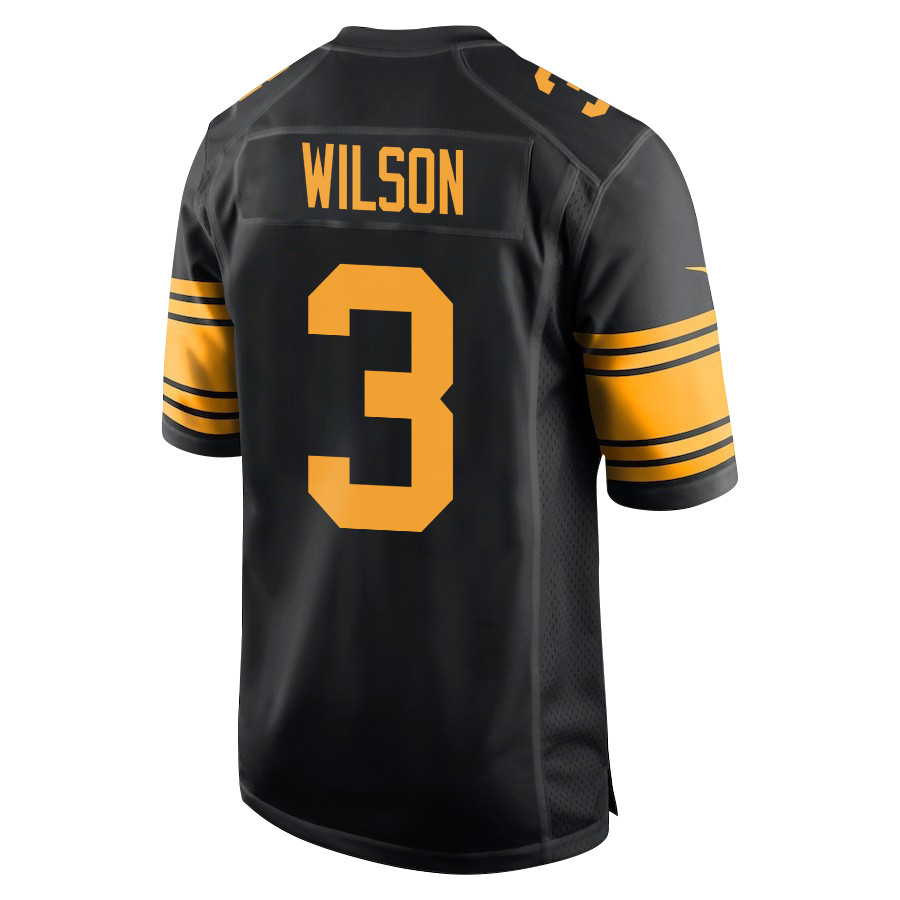 Russell Wilson #3 Pittsburgh Steelers Alternate Game Jersey - Men's | Black - Image 3
