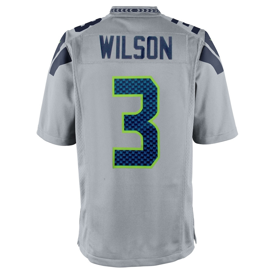 Russell Wilson #3 Seattle Seahawks Alternate Game Jersey - Men's | Gray - Image 3