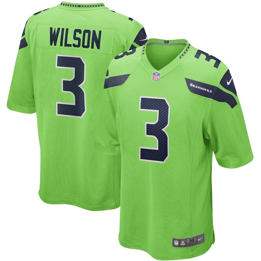 Russell Wilson #3 Seattle Seahawks Alternate Game Jersey - Men's | Neon Green