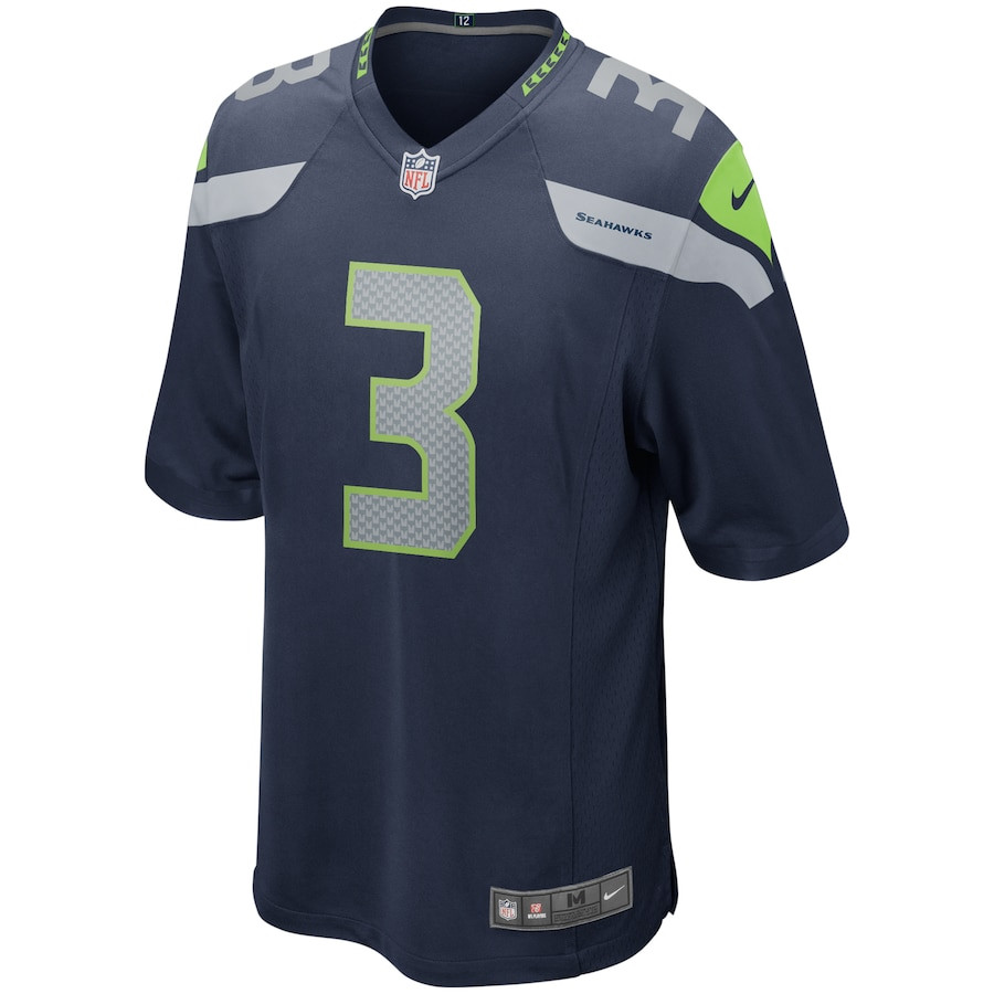 Alternative view of Russell Wilson #3 Seattle Seahawks Game Jersey - Men's | College Navy