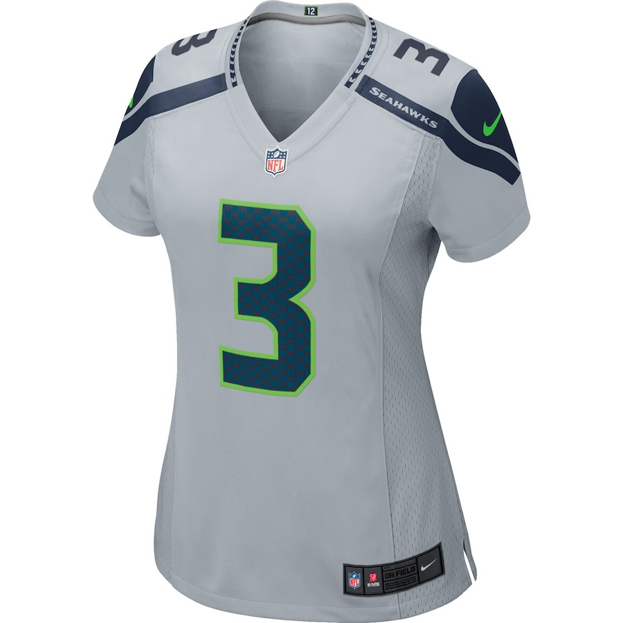 Alternative view of Russell Wilson #3 Seattle Seahawks Game Jersey - Women's | Gray