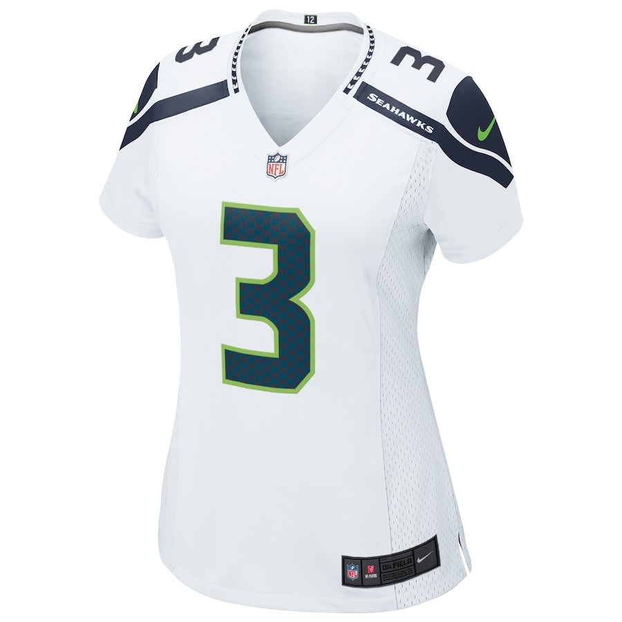 Alternative view of Russell Wilson #3 Seattle Seahawks Game Jersey - Women's | White