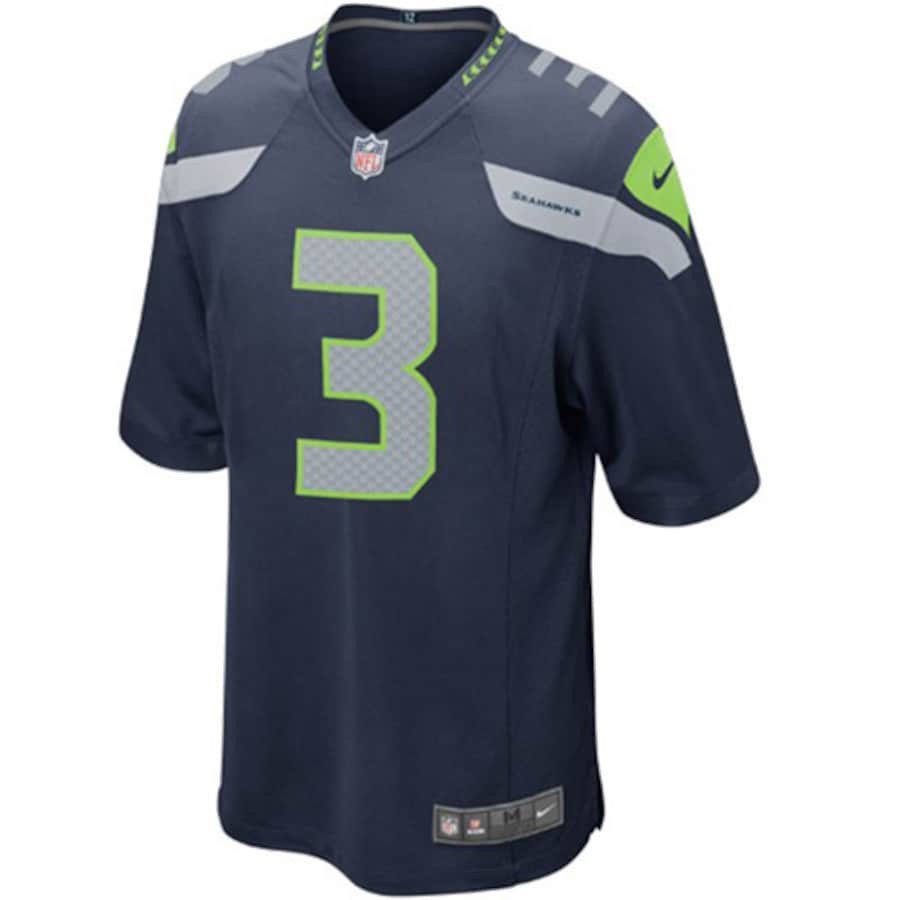Alternative view of Russell Wilson #3 Seattle Seahawks Game Jersey - Youth | College Navy