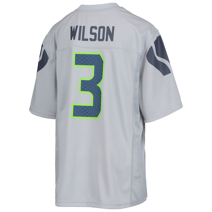 Russell Wilson #3 Seattle Seahawks Game Jersey - Youth | Gray - Image 3