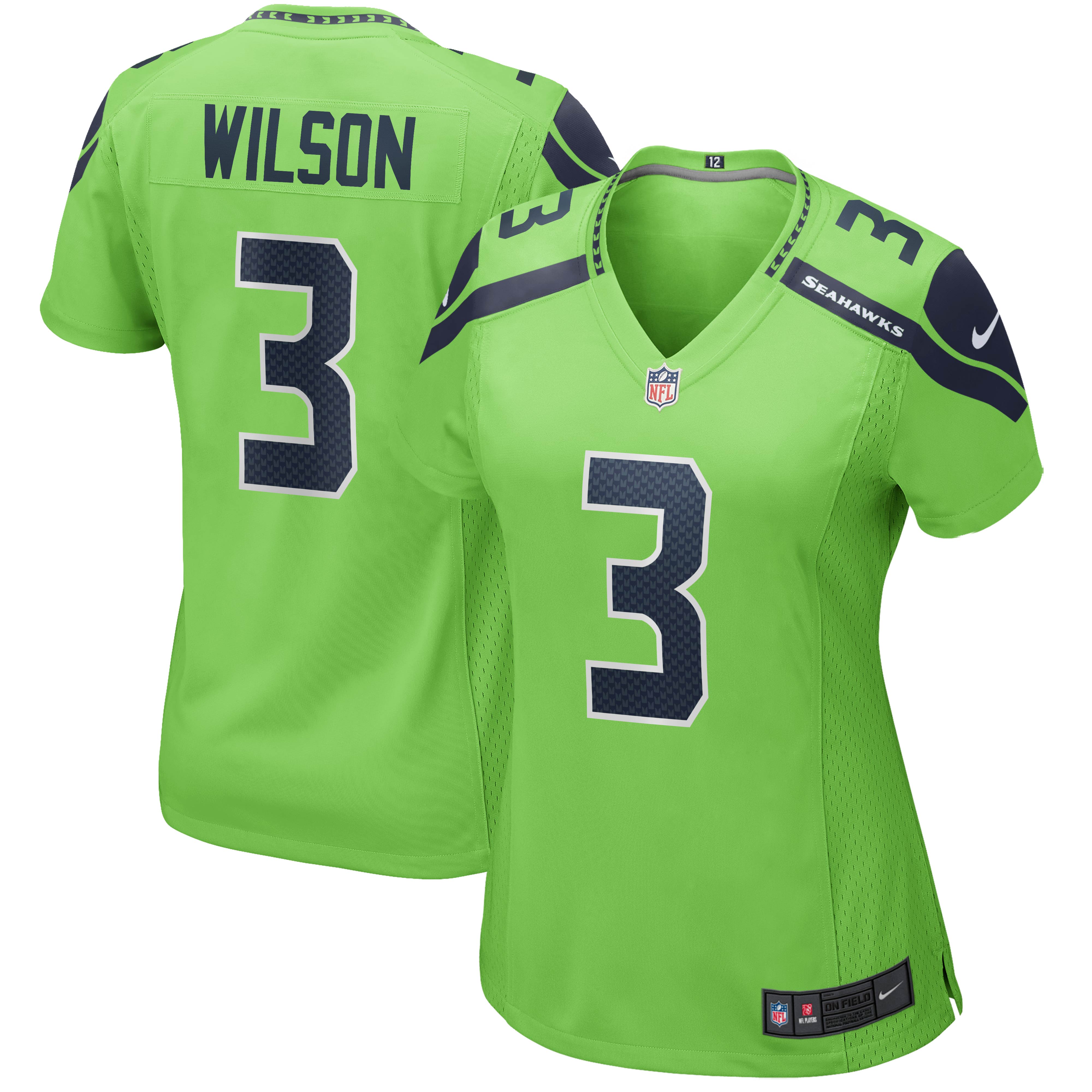 Russell Wilson Neon Seattle Seahawks Alternate Game Jersey - Women's