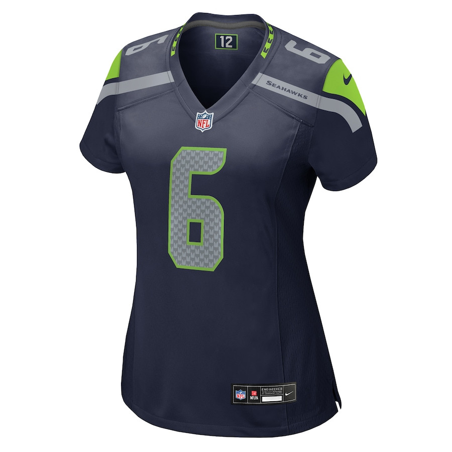 Alternative view of Sam Howell #6 Seattle Seahawks Game Jersey - Women's | College Navy