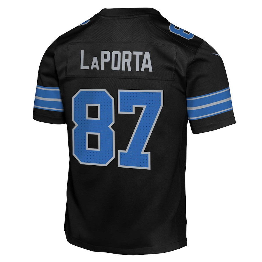 Sam LaPorta #87 Detroit Lions Alternate Game Jersey - Youth | Black - Image 3