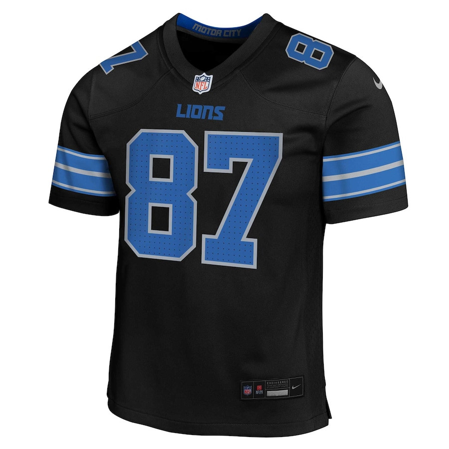 Alternative view of Sam LaPorta #87 Detroit Lions Alternate Game Jersey - Youth | Black