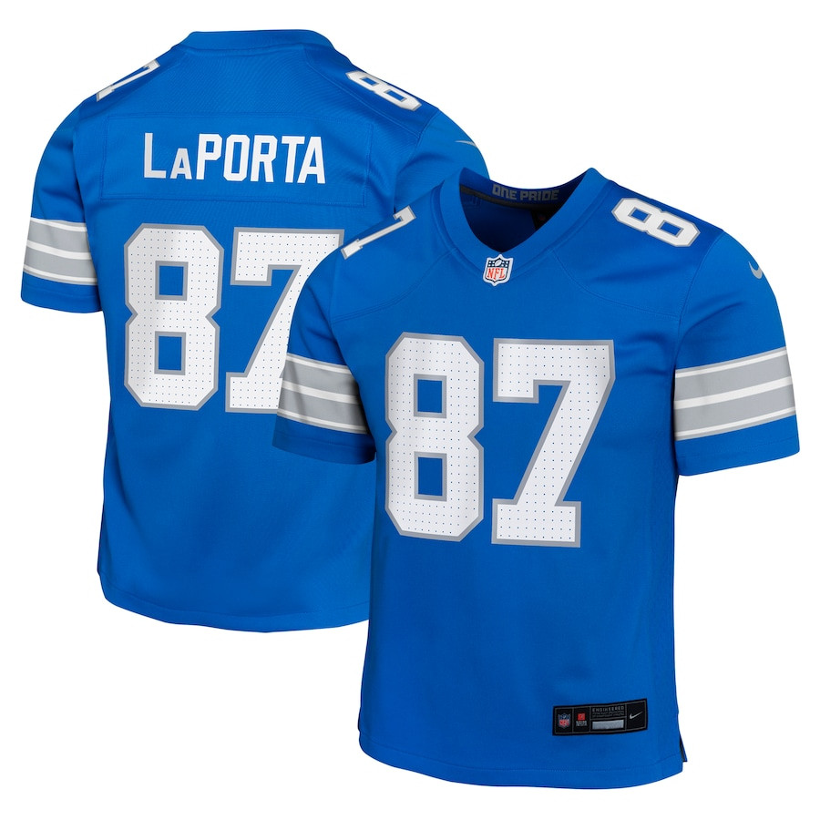 Sam LaPorta #87 Detroit Lions Game Jersey - Youth | Blue
