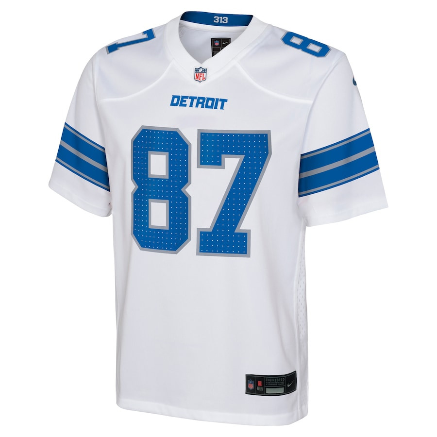 Alternative view of Sam LaPorta #87 Detroit Lions Game Jersey - Youth | White