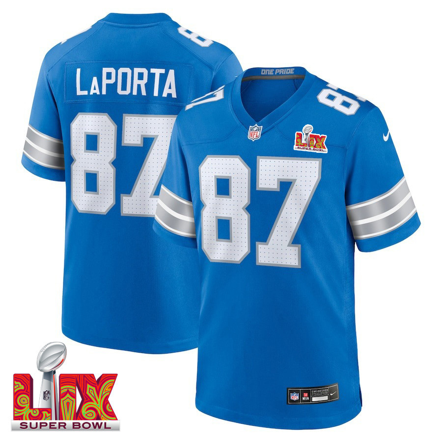 Sam LaPorta #87 Detroit Lions Super Bowl LIX Game Jersey - Men's | Blue