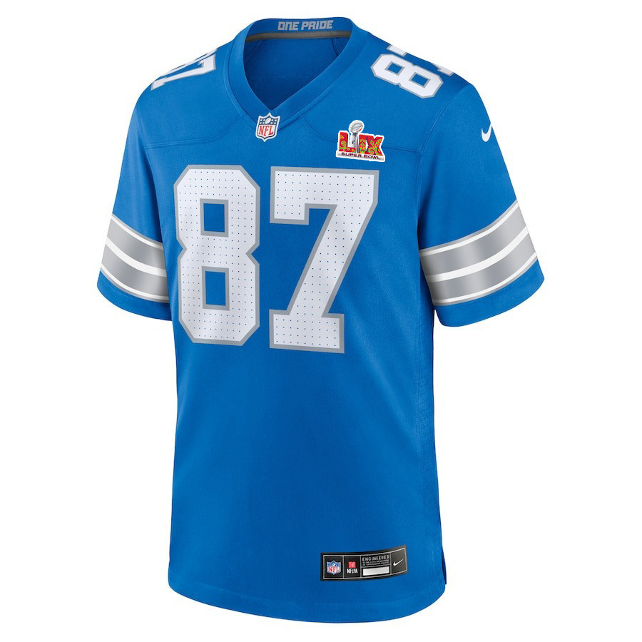 Alternative view of Sam LaPorta #87 Detroit Lions Super Bowl LIX Game Jersey - Men's | Blue