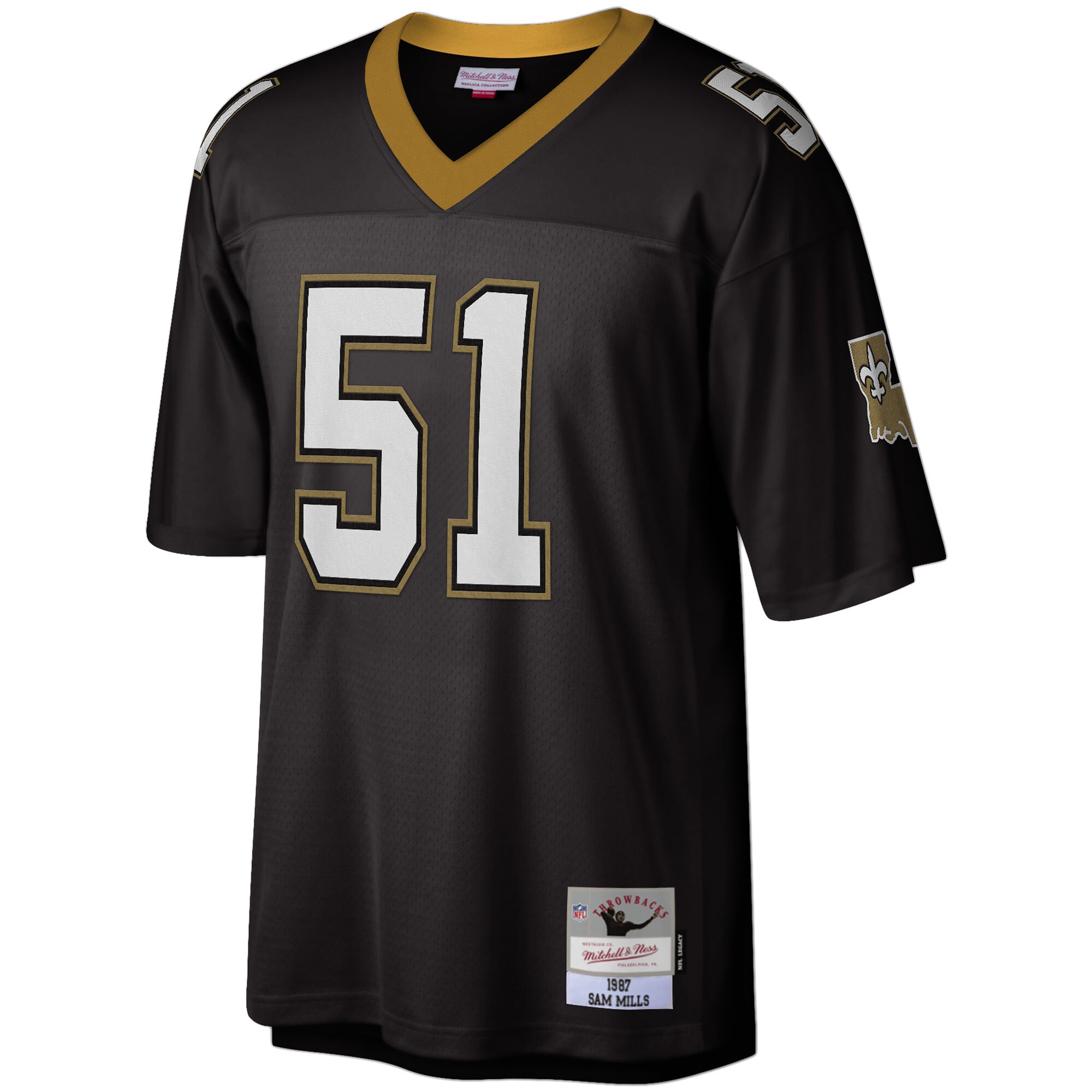 Alternative view of Sam Mills Mitchell & Ness New Orleans Saints Game Jersey - Men's