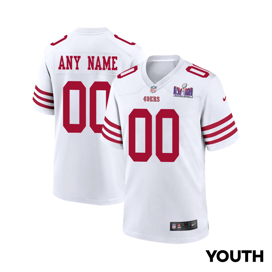 San Francisco 49ers Super Bowl LVIII Patch Game Jersey - Youth | White