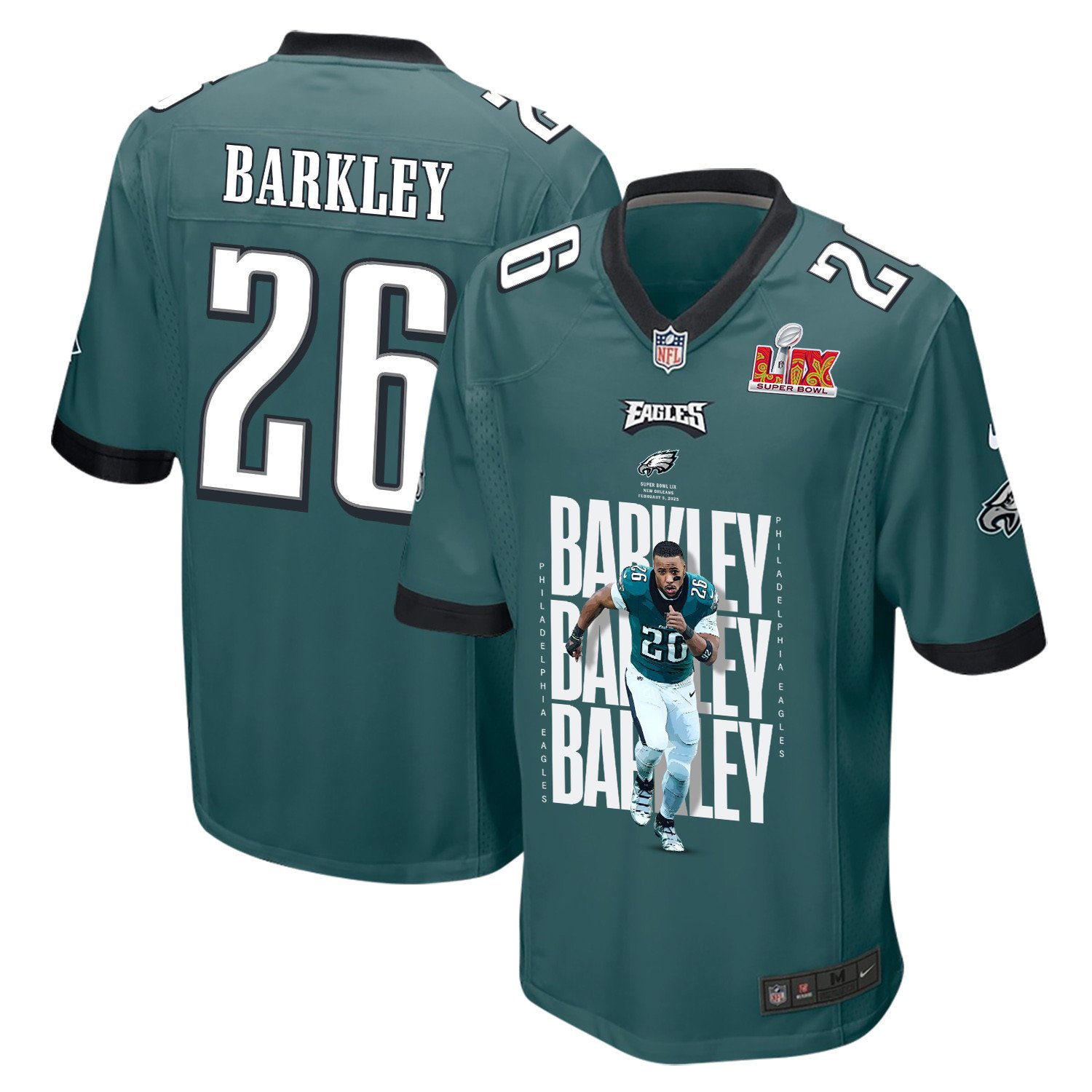 Saquon Barkley #26 Philadelphia Eagles Game Jersey - Men's | Midnight Green