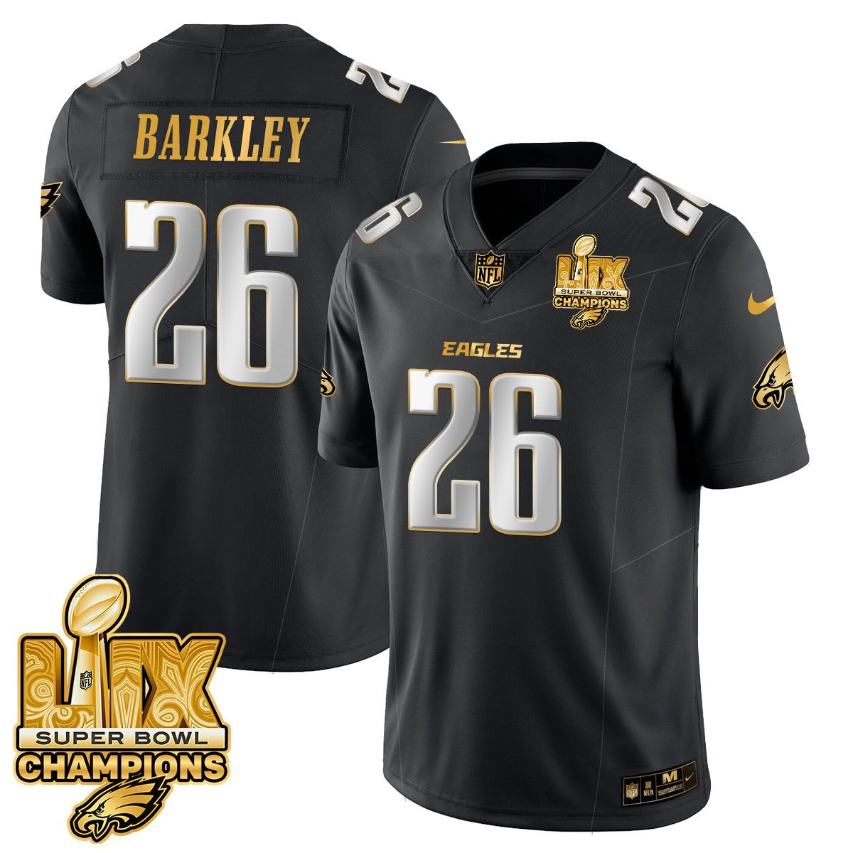 Saquon Barkley #26 Philadelphia Eagles Super Bowl LIX Champions Limited Jersey - Men's | Black Gold
