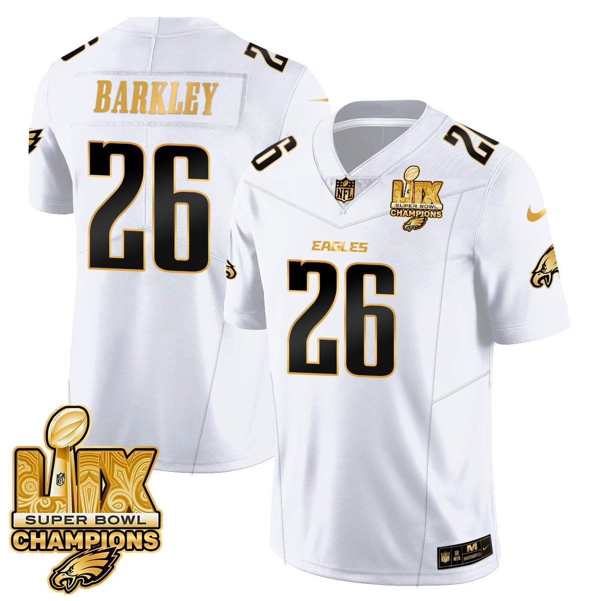 Saquon Barkley #26 Philadelphia Eagles Super Bowl LIX Champions Limited Jersey - Men's | White Gold