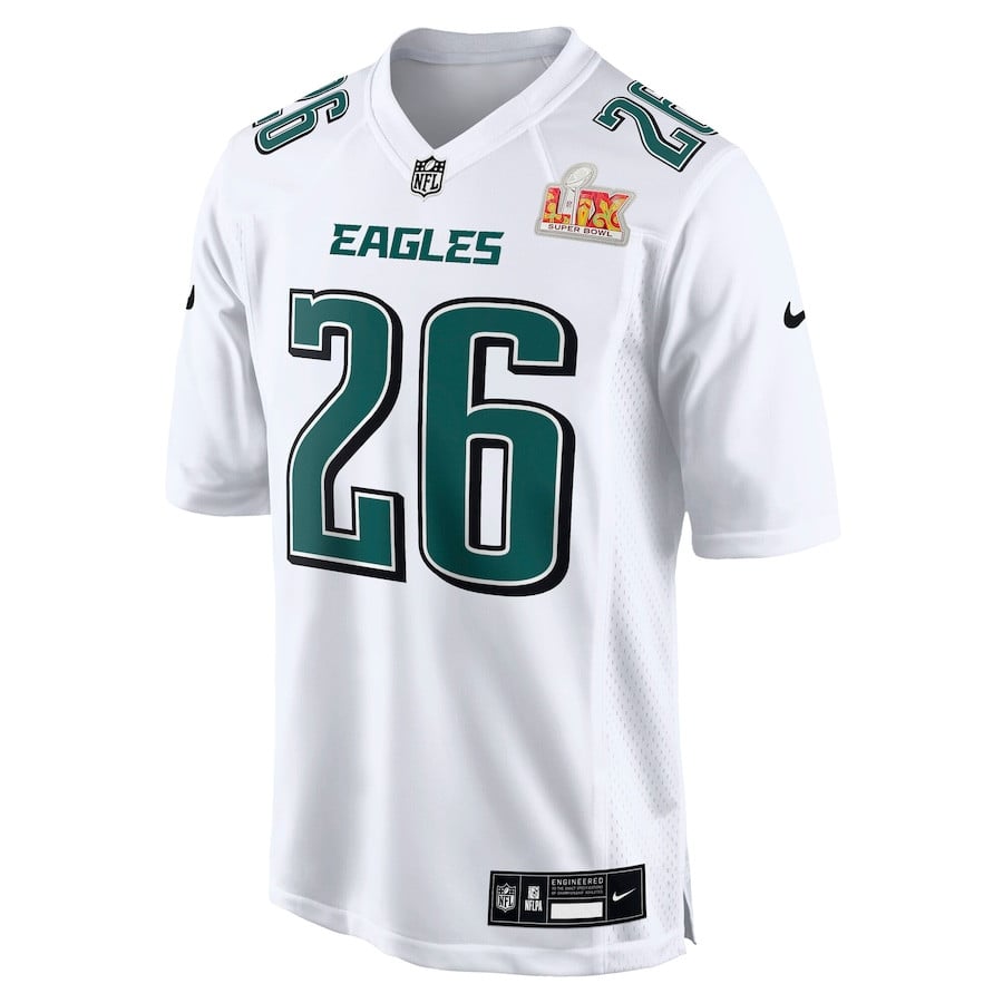 Alternative view of Saquon Barkley #26 Philadelphia Eagles Super Bowl LIX Game Jersey - Men's | Tundra White