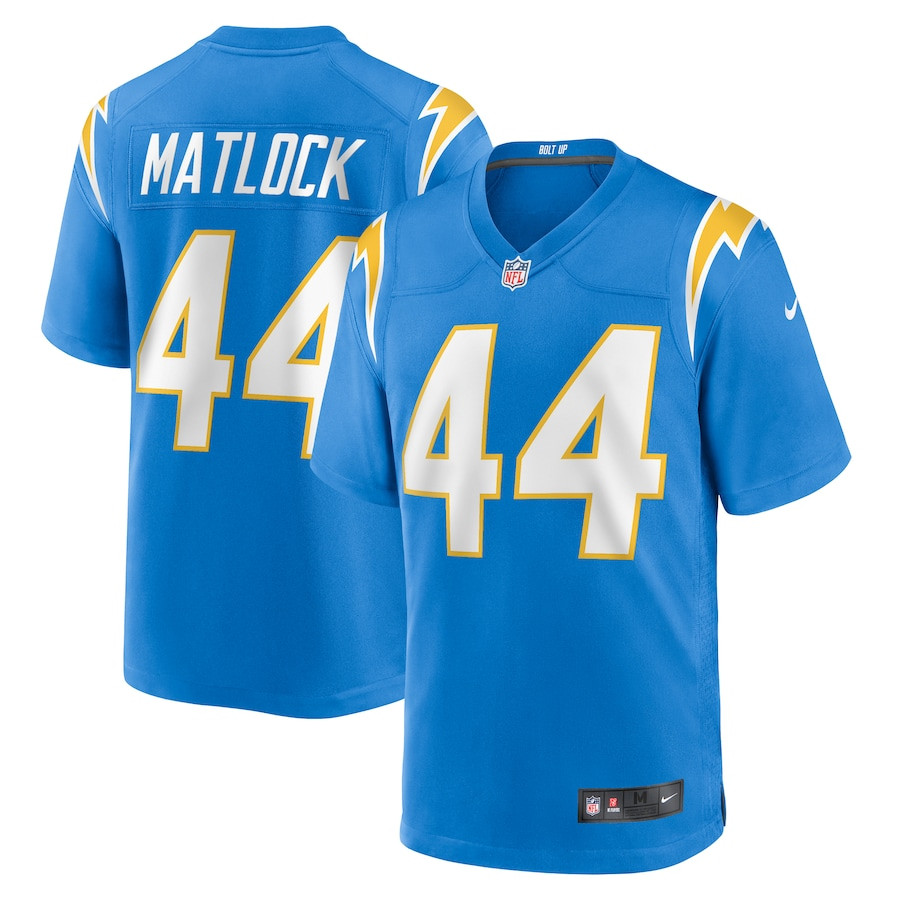 Scott Matlock #44 Los Angeles Chargers Game Jersey - Men's | Powder Blue