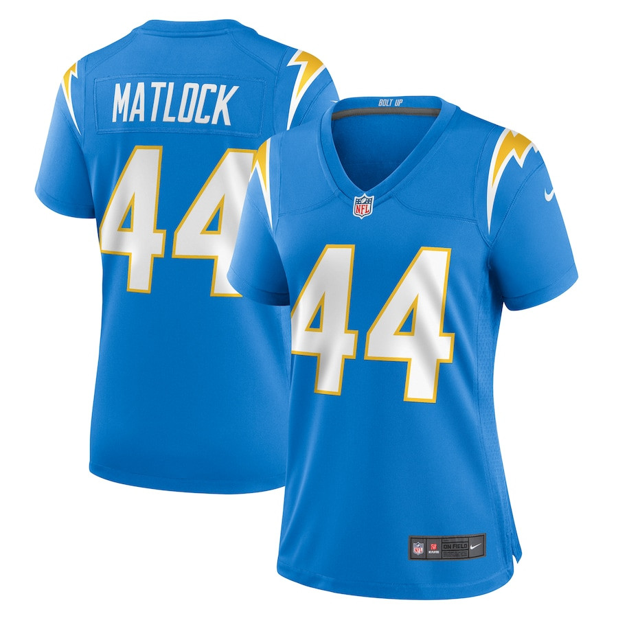 Scott Matlock #44 Los Angeles Chargers Game Jersey - Women's | Powder Blue