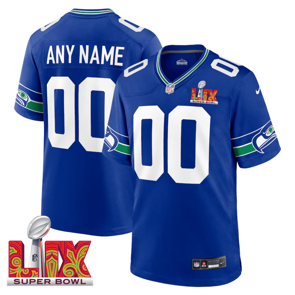 Seattle Seahawks Super Bowl LIX Patch Game Jersey - Men's | Royal