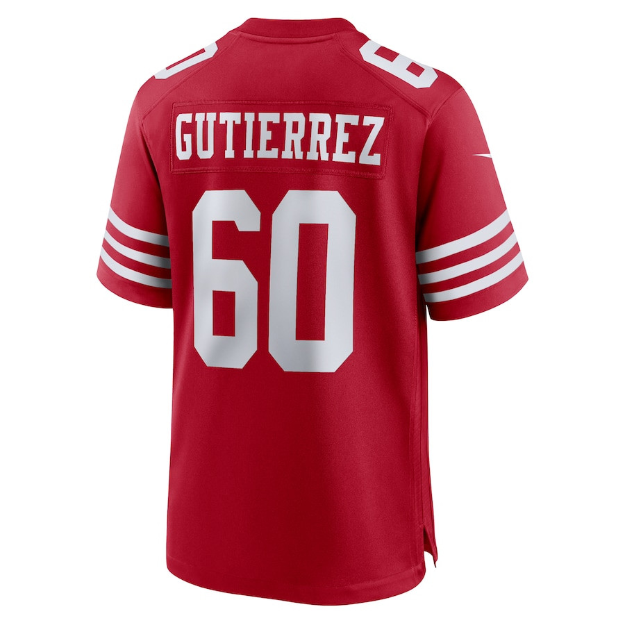 Sebastian Gutierrez #60 San Francisco 49ers Game Jersey - Men's | Scarlet - Image 3