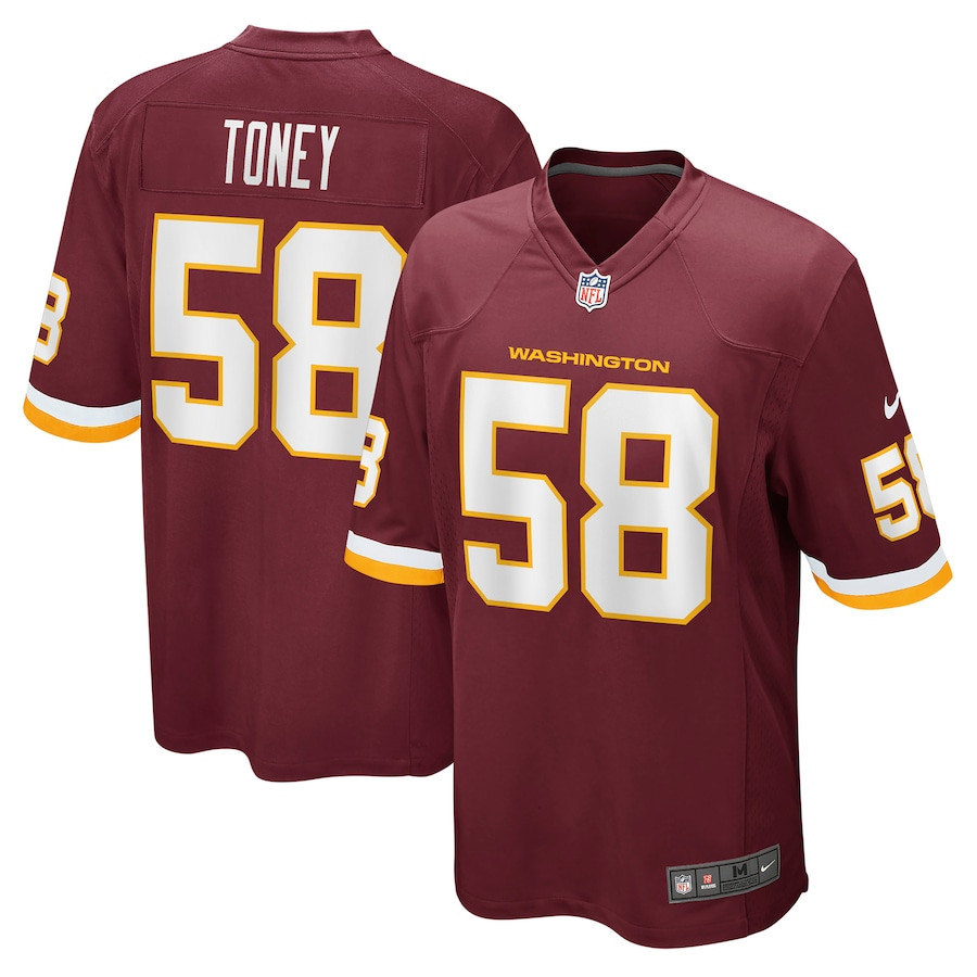 Shaka Toney #58 Game Jersey - Men's | Burgundy