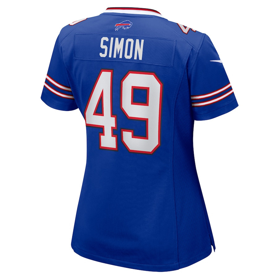 Alternative view of Shayne Simon #49 Buffalo Bills Game Jersey - Women's | Royal