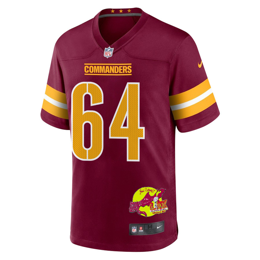 Sheldon Day #64 Washington Commanders Super Bowl LIX Game Jersey - Men's | Burgundy - Image 3