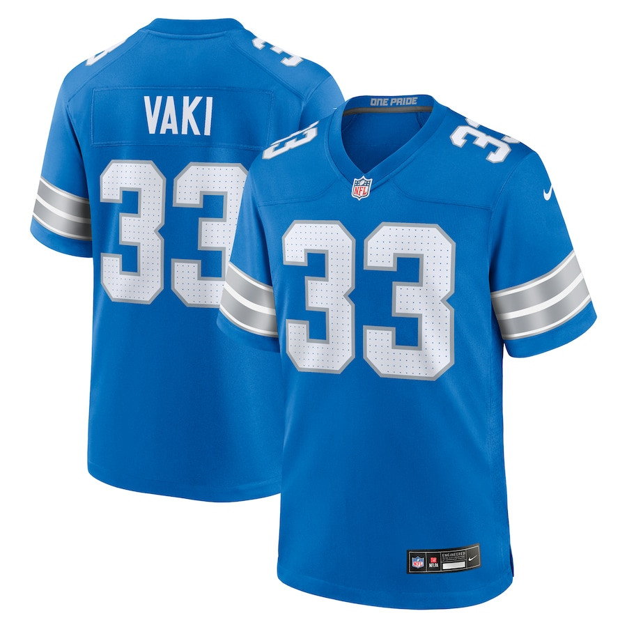 Sione Vaki #33 Detroit Lions Game Jersey - Men's | Blue