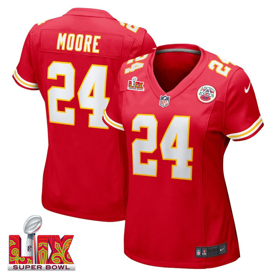 Skyy Moore #24 Kansas City Chiefs Super Bowl LIX Game Jersey - Women's | Red