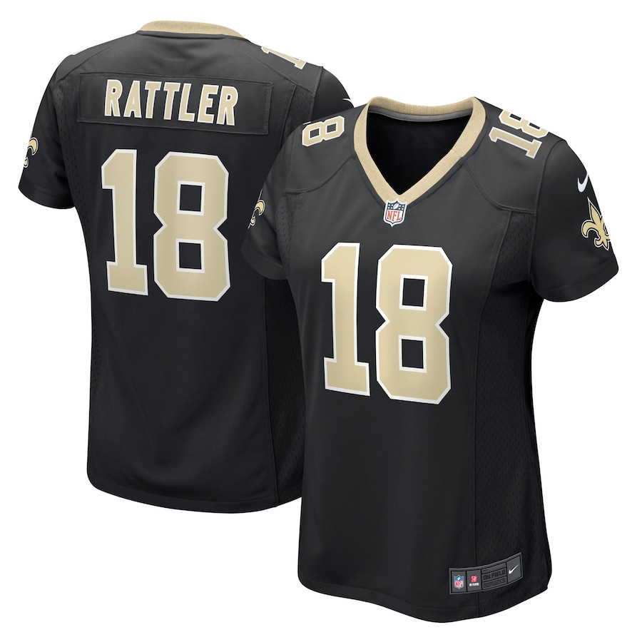 Spencer Rattler #18 New Orleans Saints Game Jersey - Women's | Black