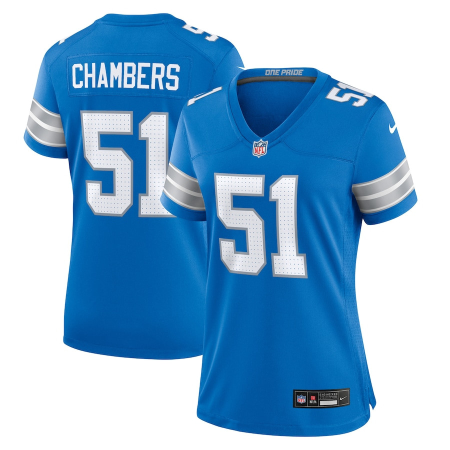 Steele Chambers #51 Detroit Lions Game Jersey - Women's | Blue