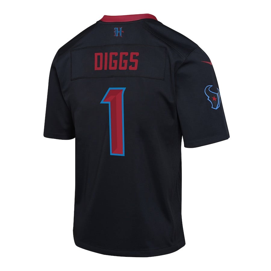 Stefon Diggs #1 Houston Texans Alternate Game Jersey - Youth | Navy - Image 3