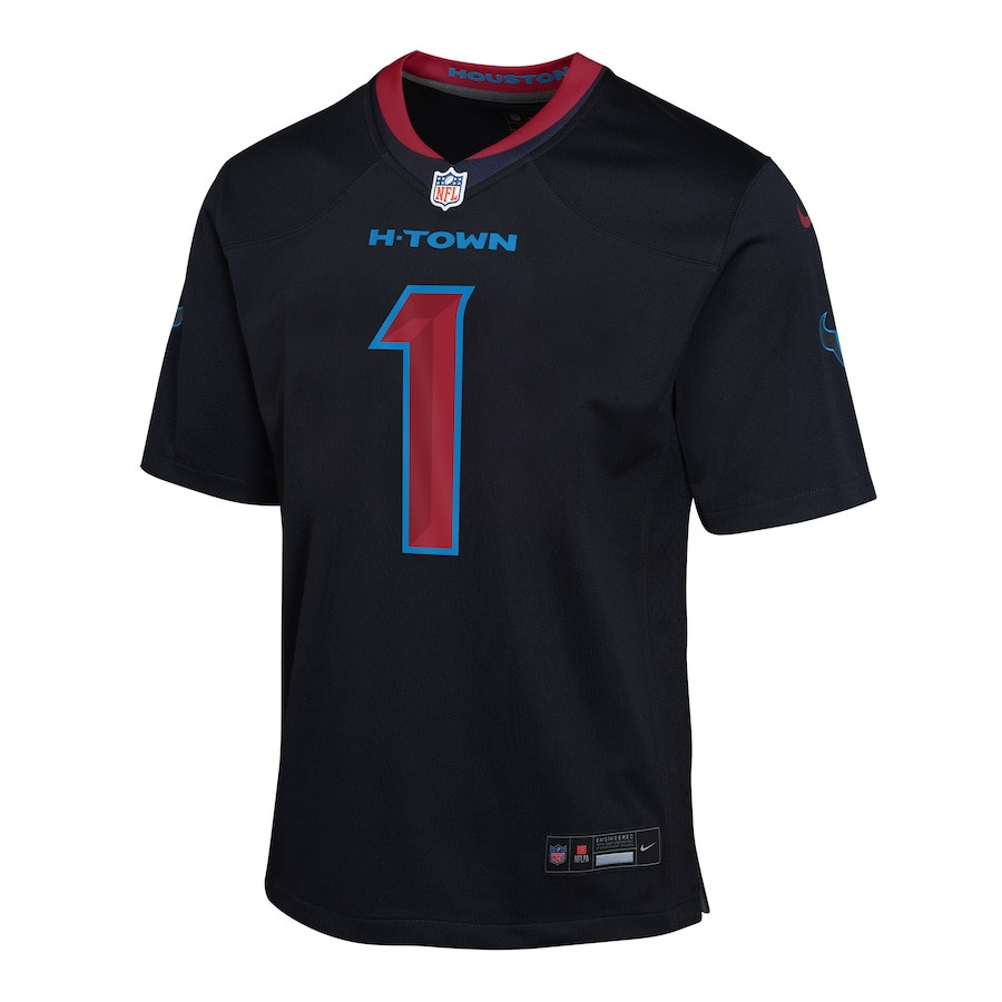 Alternative view of Stefon Diggs #1 Houston Texans Alternate Game Jersey - Youth | Navy