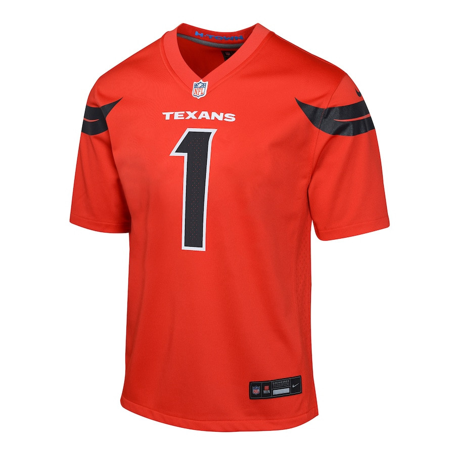 Alternative view of Stefon Diggs #1 Houston Texans Alternate Game Jersey - Youth | Orange