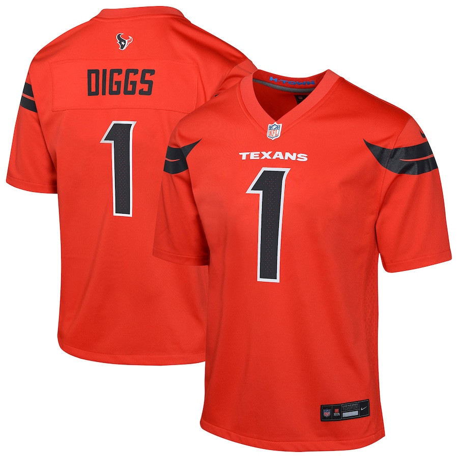 Stefon Diggs #1 Houston Texans Alternate Game Jersey - Youth | Orange