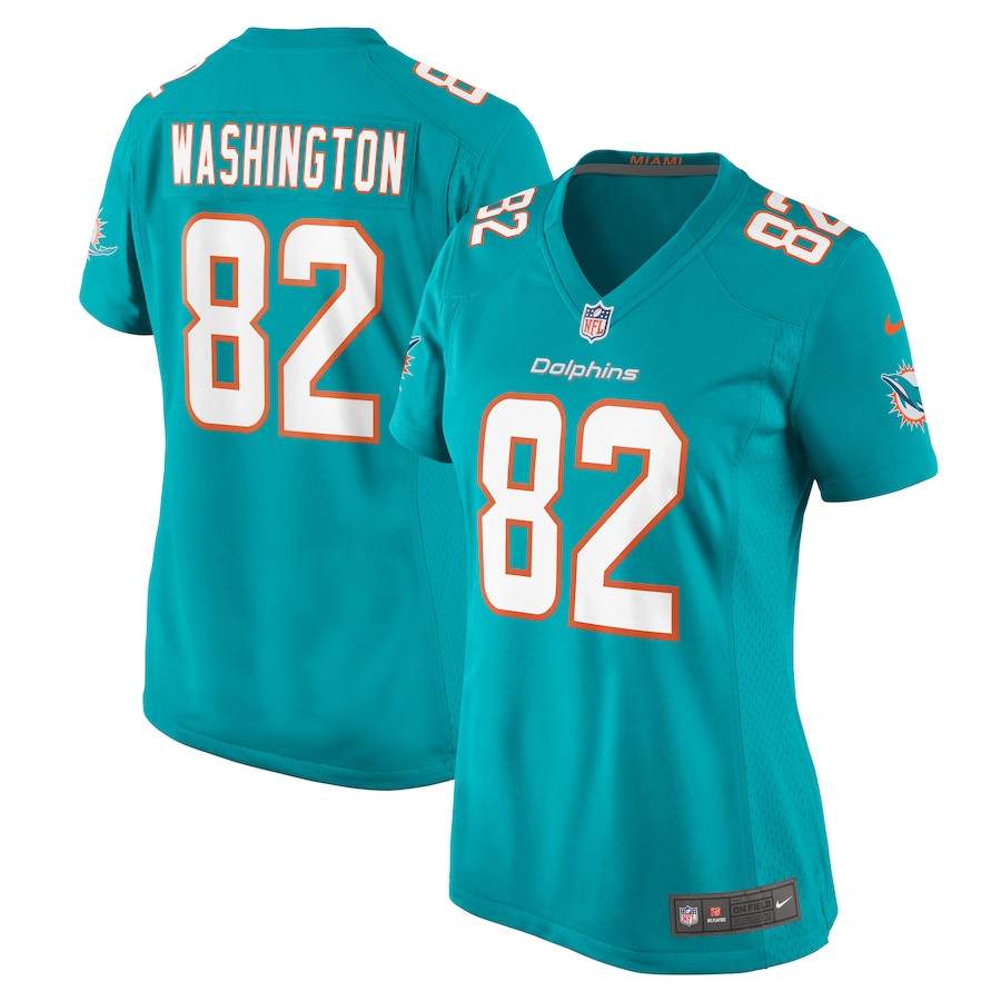 Tahj Washington #82 Miami Dolphins Game Jersey - Women's | Aqua