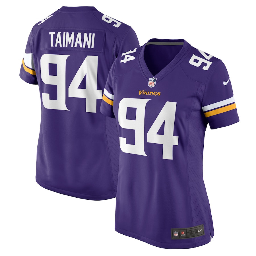 Taki Taimani #94 Minnesota Vikings Game Jersey - Women's | Purple