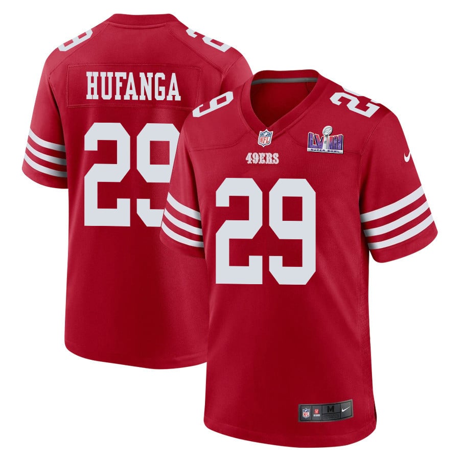 Talanoa Hufanga #29 San Francisco 49ers Super Bowl LVIII Patch Game Jersey - Men's | Scarlet