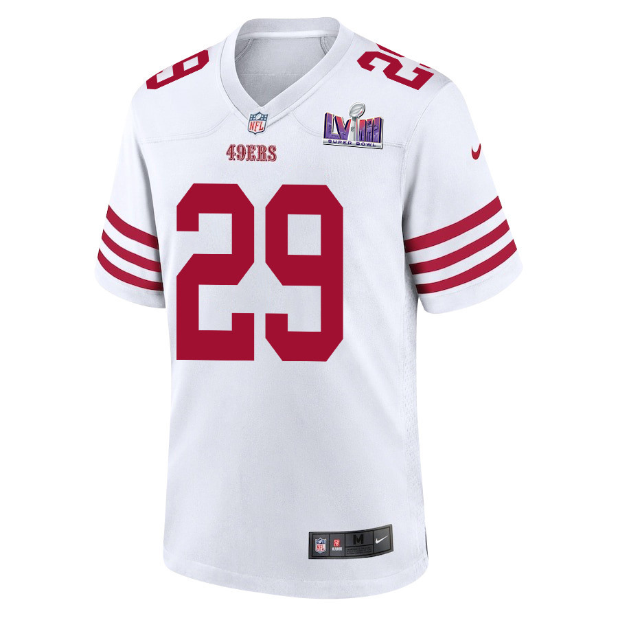 Alternative view of Talanoa Hufanga #29 San Francisco 49ers Super Bowl LVIII Patch Game Jersey - Men's | White