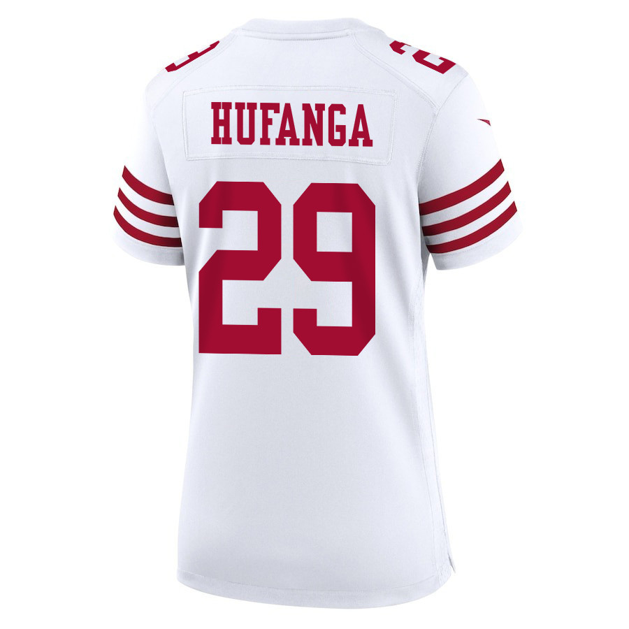 Talanoa Hufanga #29 San Francisco 49ers Super Bowl LVIII Patch Game Jersey - Women's | White - Image 3