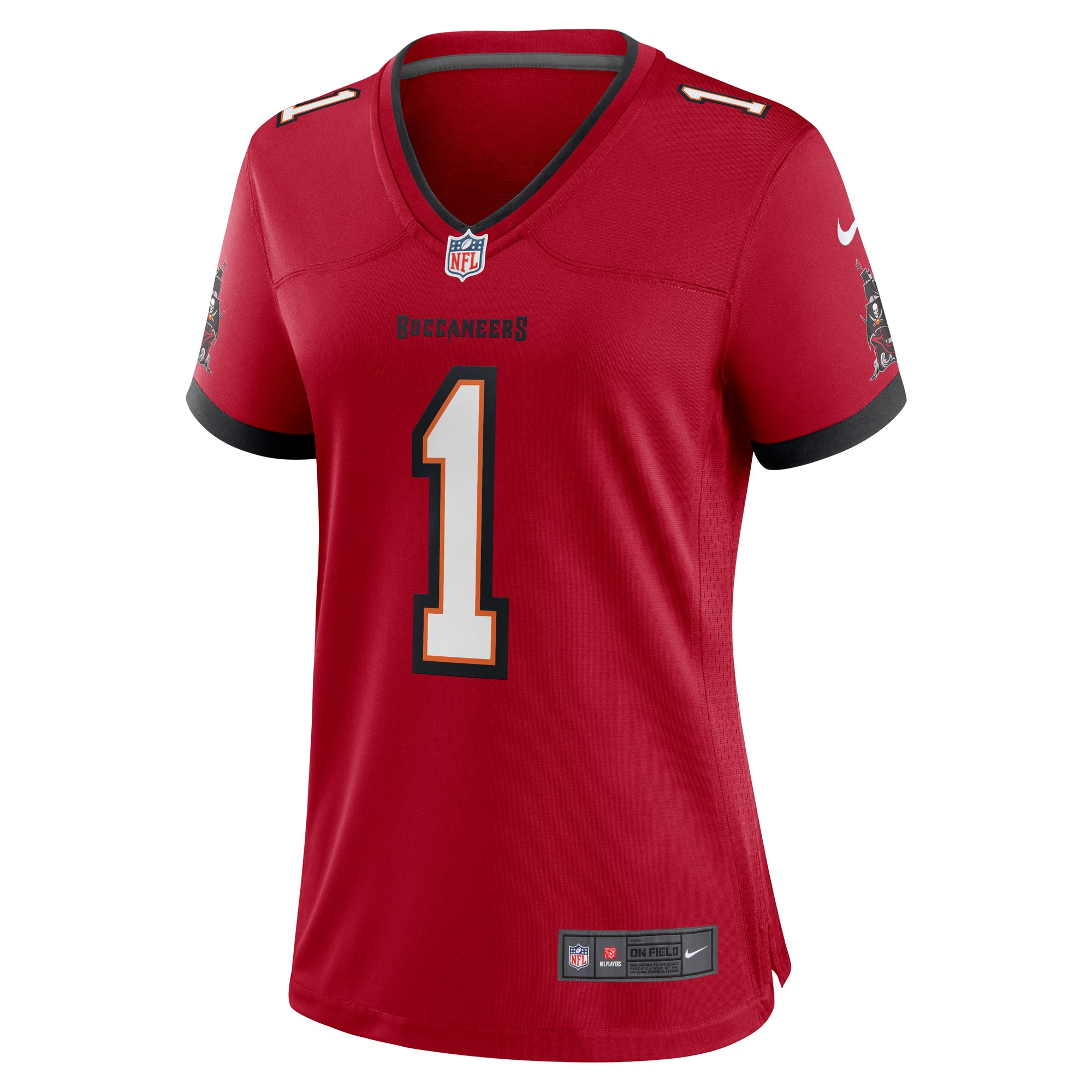 Alternative view of Tampa Bay Buccaneers Number #1 Tampa Bay Buccaneers Game Jersey - Women's