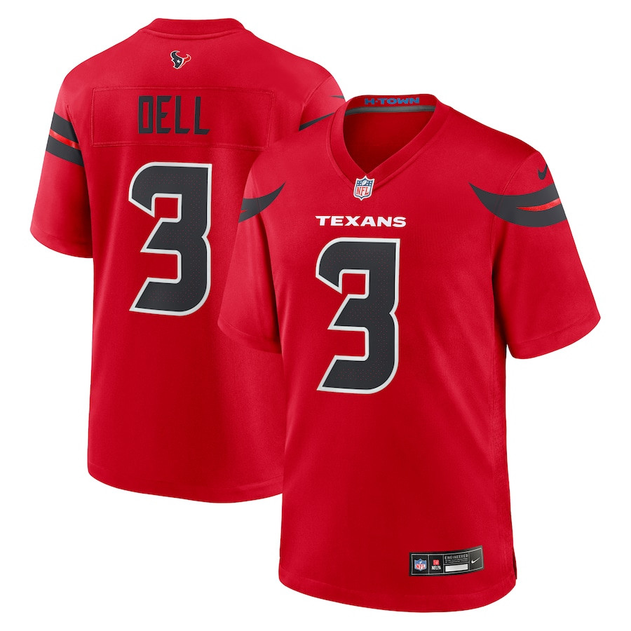 Tank Dell #3 Houston Texans Alternate Game Jersey - Men's | Red