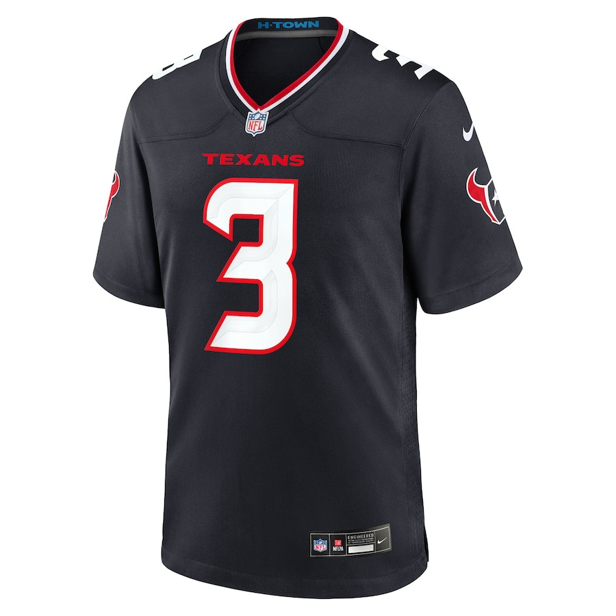 Alternative view of Tank Dell #3 Houston Texans Game Jersey - Men's | Navy