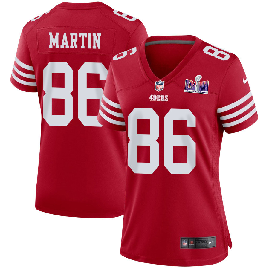 Tay Martin #86 San Francisco 49ers Super Bowl LVIII Patch Game Jersey - Women's | Scarlet
