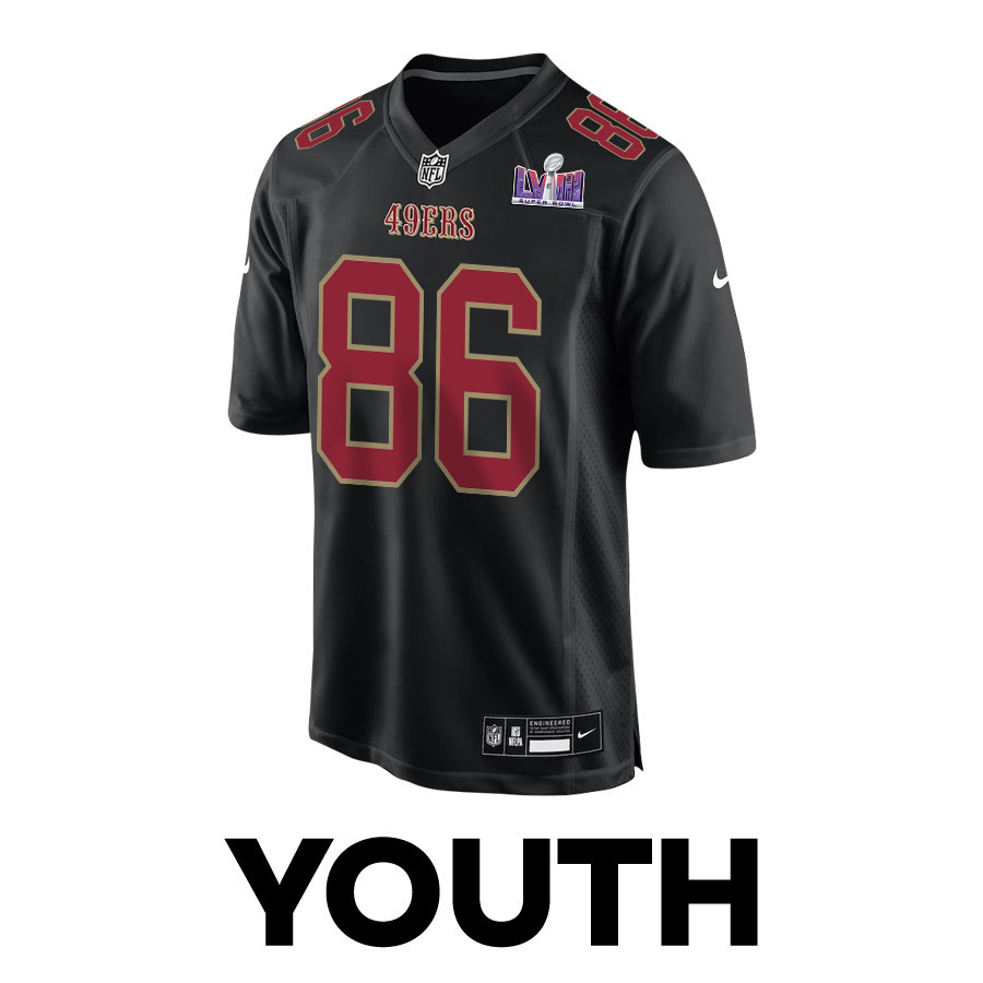 Alternative view of Tay Martin #86 San Francisco 49ers Super Bowl LVIII Patch Game Jersey - Youth | Carbon Black