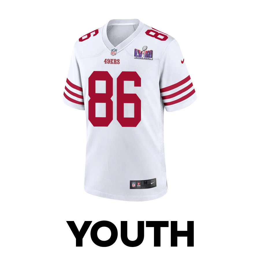 Alternative view of Tay Martin #86 San Francisco 49ers Super Bowl LVIII Patch Game Jersey - Youth | White